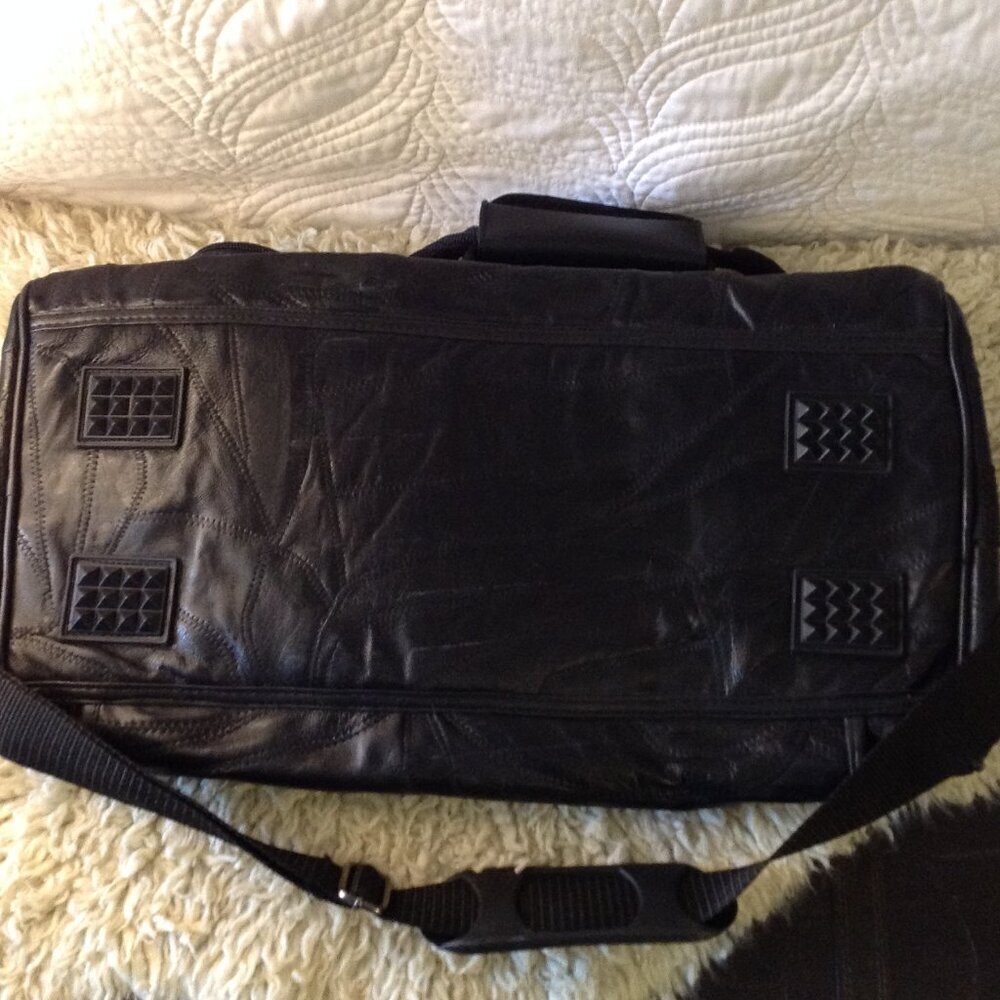 NOS Leather Patchwork Duffle Bag, Weekender, Outside Pocket, Dudecore, Quality - Picture 3 of 4